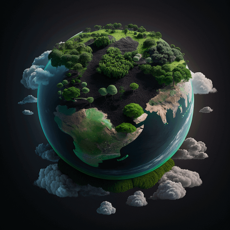 Illustration unseres Planeten, umgeben von Wolken